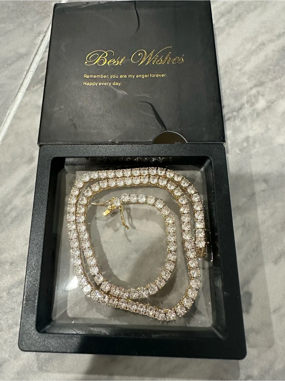 Gold-Tone Crystal Tennis Necklace